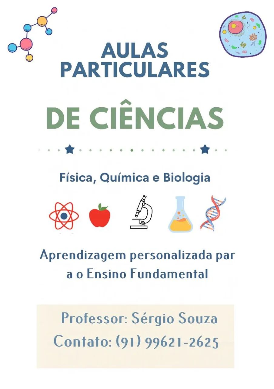 Aula particular/reforço de ciências. 