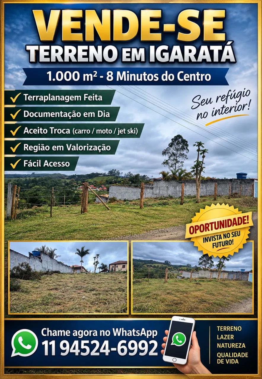 Terreno em Igarata próximo a represa 