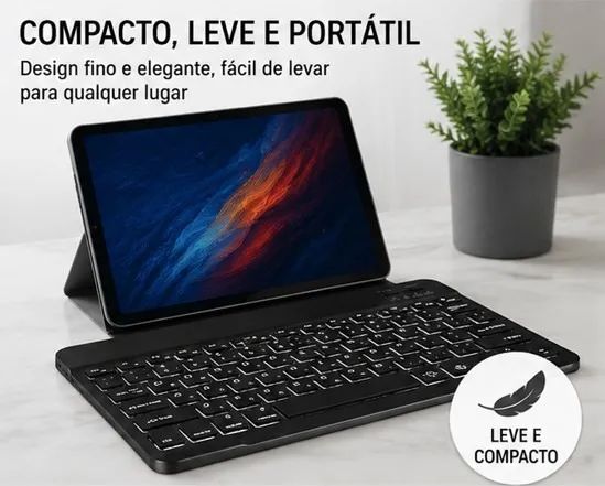 Teclado Retroiluminado Sem Fio Bluetooth Para Android Ios