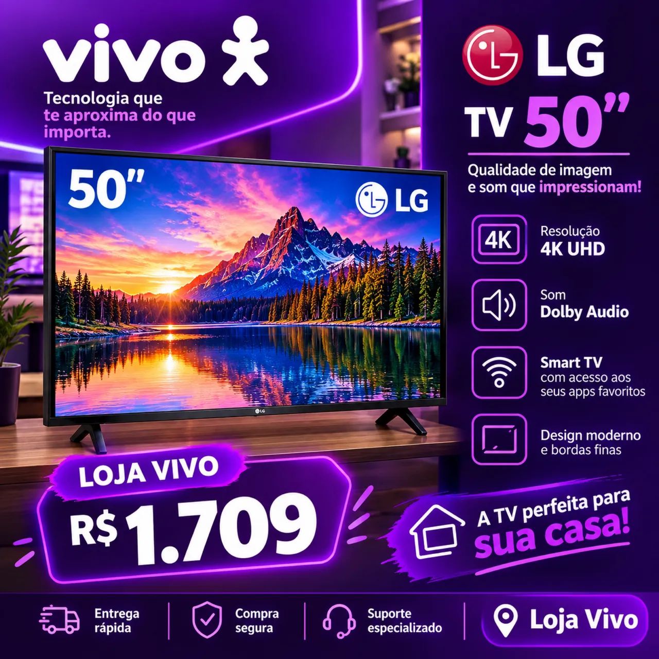 Tv LG 50 polegadas 