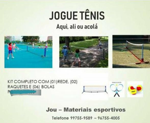 Kit para jogar tênis com rede, raquetes, é bolas