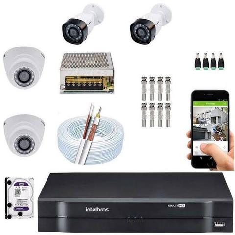 Kit Intelbras com 04 câmeras Hd