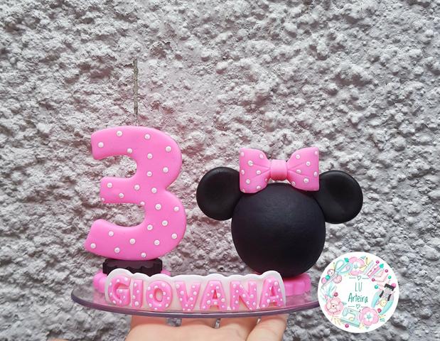 Topo de Bolo Minnie Rosa