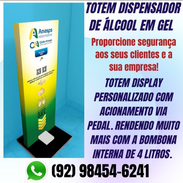 Totem dispensador para álcool em gel