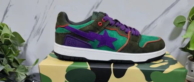 Tenis Bape Sta Sk8 Dark Purple Green - Foto 4