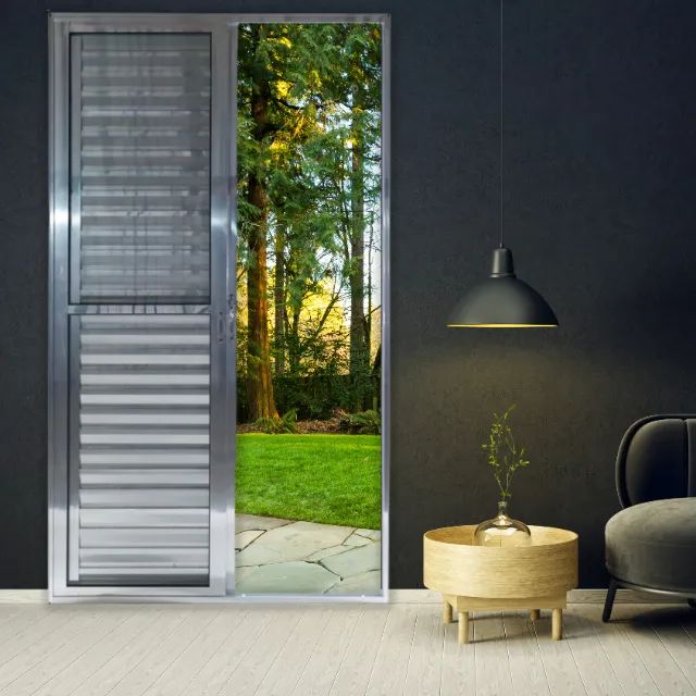 Porta Balcão Três Folhas Móveis Alumínio Brilhante - Foto 2