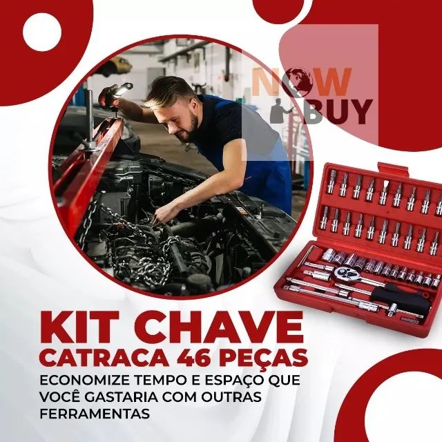 Jogo De Soquete Aço Crv 1/4 Catraca Chave Allen 46 peças com Maleta - Foto 6