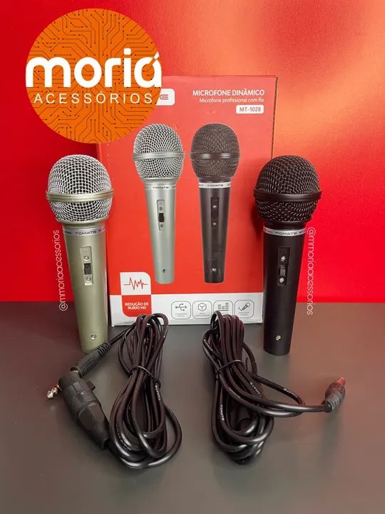 Microfones Duplo Profissional Mt-1028 Dinâmico P10 Cor Preto e cinza - Foto 2