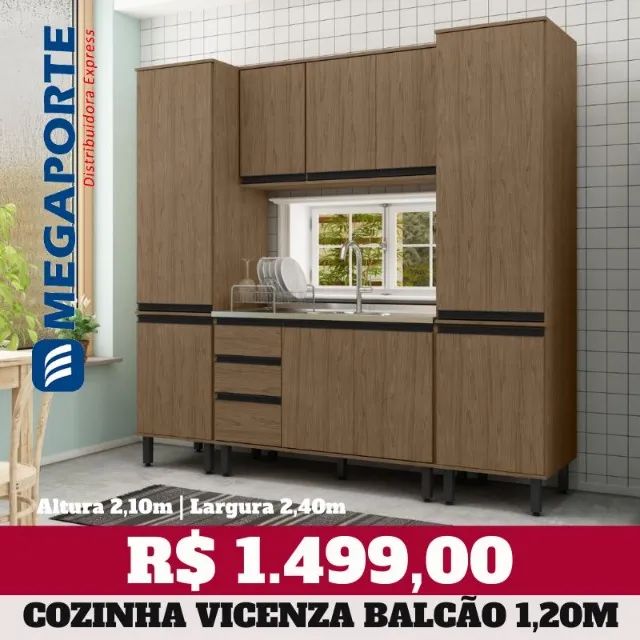 Armário de Cozinha Completo 4 Módulos com 2 Paneleiros (Novo) Entrega Grátis!  - Foto 2
