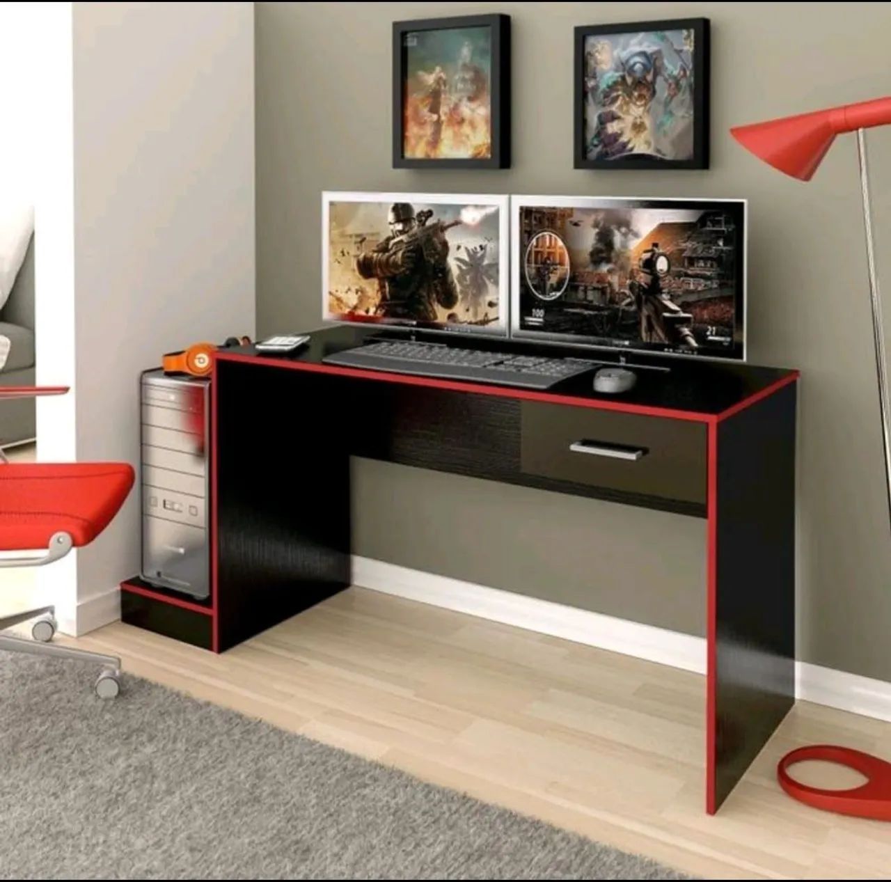 Mesa gamer Artely Vermelha 