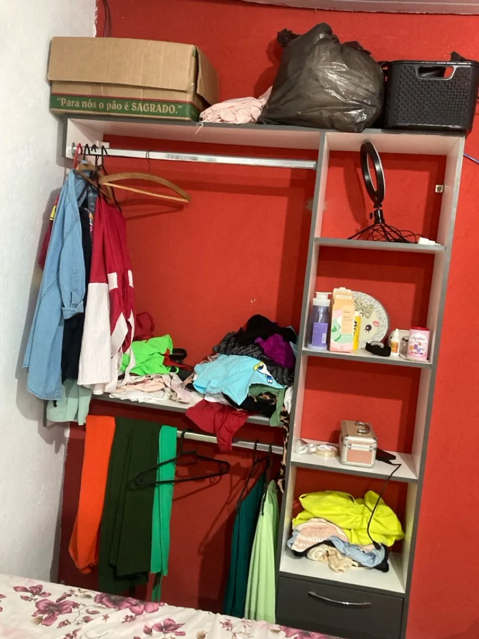 Guarda-Roupa Compacto com Arara e Prateleiras