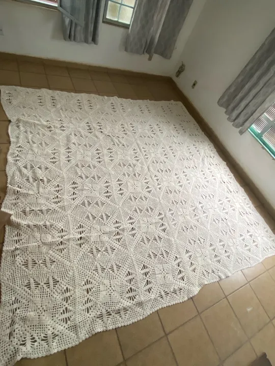 Tapete de Crochê Branco 2 metros
