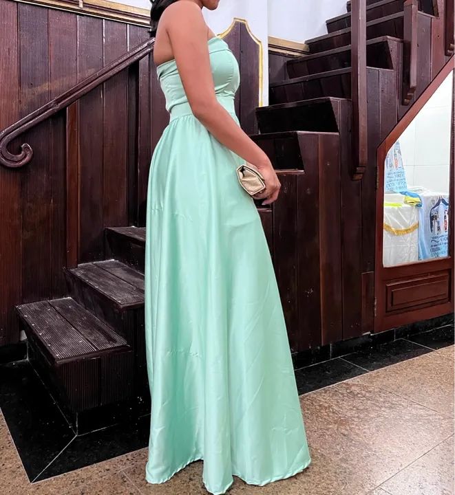Vestido longo verde tomara que caia (02 em 01) - Foto 2