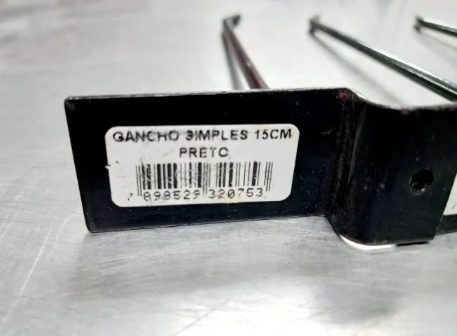 Gancho p/ Parede Canaletada Preto 15cm - Foto 4