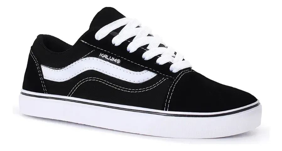 Tênis Feminino Masculino Preto Branco Skatista School Kalum