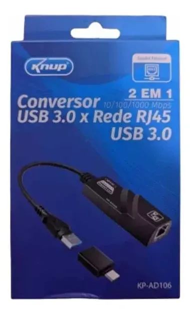 Adaptador USB 3.0 e Tipo-C para RJ45 - Gigabit Ethernet 10/100/1000 Knup KP AD106  - Foto 3