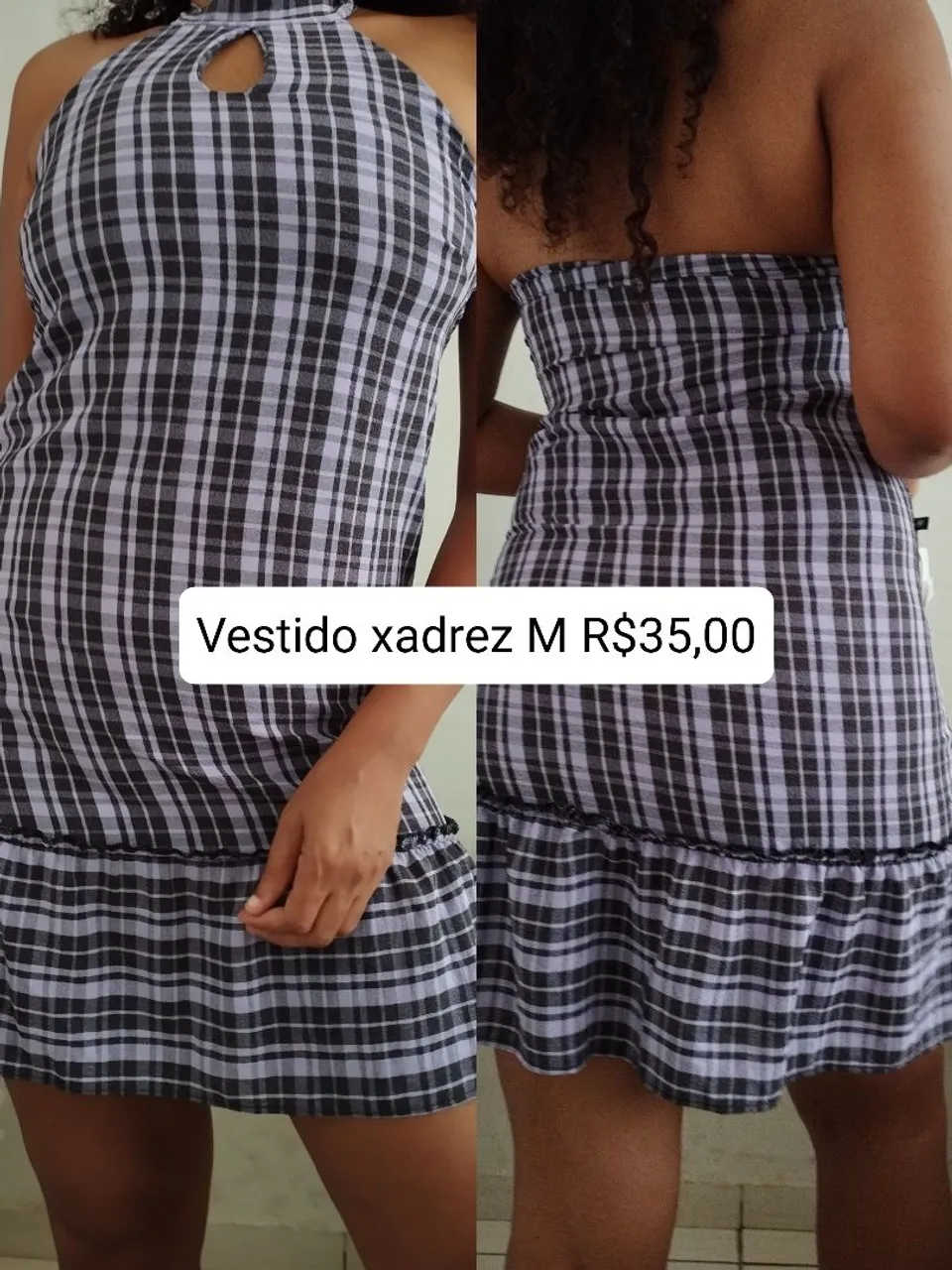 Vestidos xadrez branco com lilás