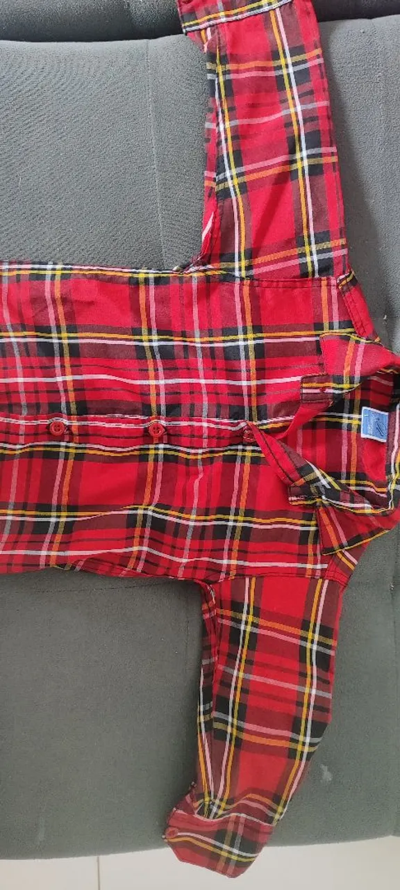 Camisa xadrez infantil vermelha