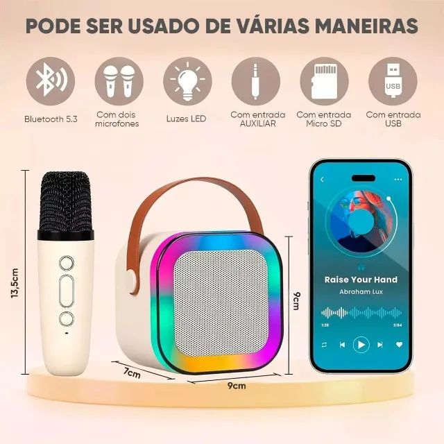 Caixa de som sem fio Karaokê K12, Mini Alto-falante Bluetooth portátil com 1 Microfone - Foto 4