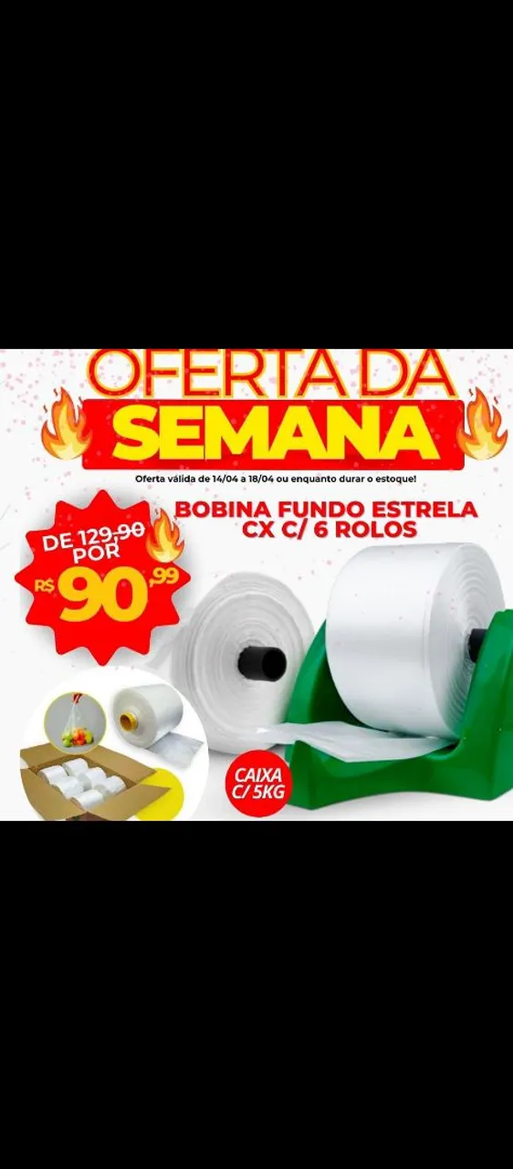 Bobina Fundo Estrela cx c/ 6 rolos - OFERTA DA SEMANA!