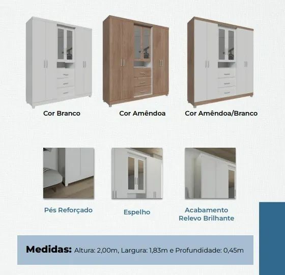 Guarda Roupa Lazado Com Espelho 100% MDF  - Em Oferta  - Foto 2