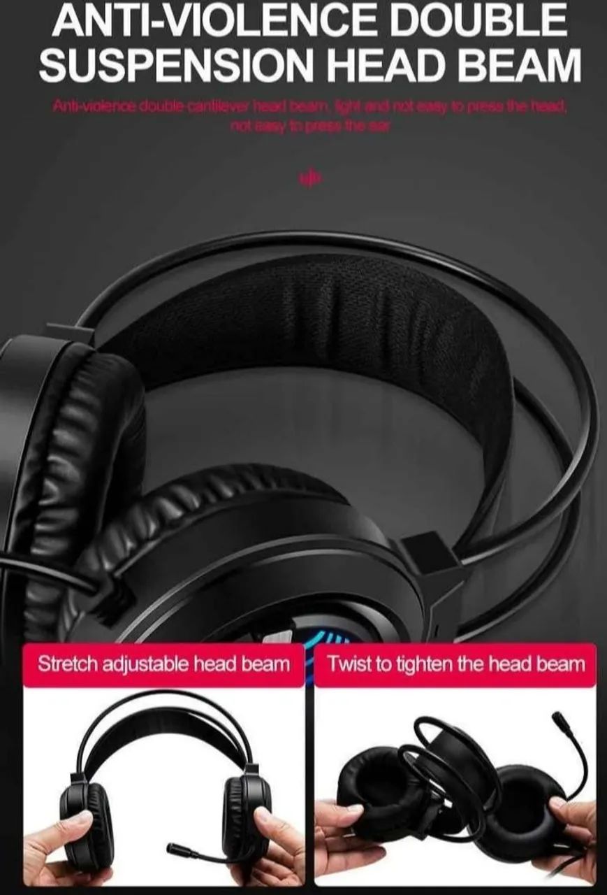 FONE GAMER PARA PC COM ILUMINAÇÃO LATERAL E MICROFONE FLEXÍVEL - Foto 2