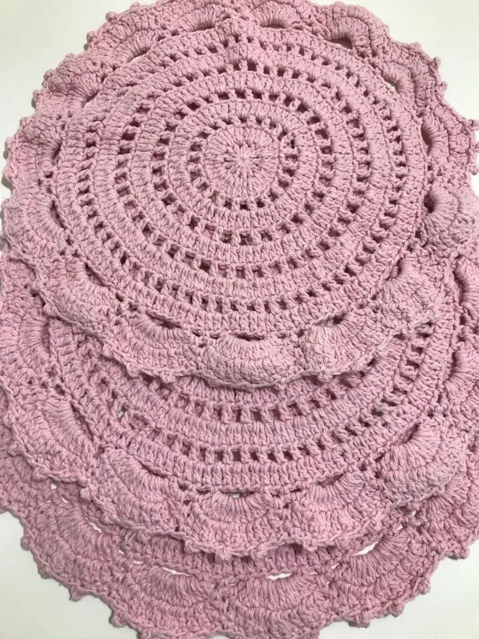 Jogo 4 Souplast Crochê Rosa - Decoração Delicada
