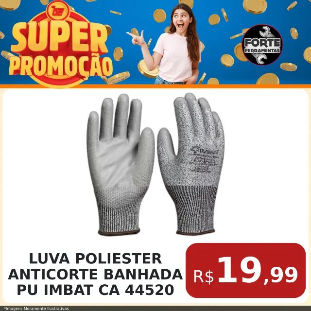 Luva Poliester Anticorte Banhada Pu Imbat Ca 44520