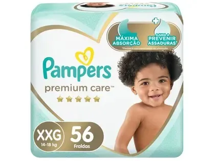 Fraldas Pampers Premium Care XXG 56 unidades