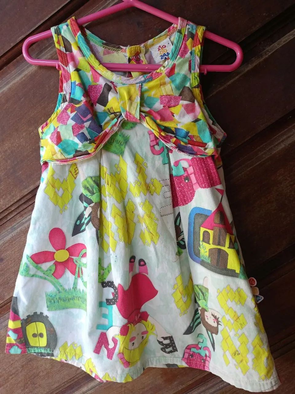 Vestido Infantil Estampado Colorido AG ZIG ZAG Roupas Infantis