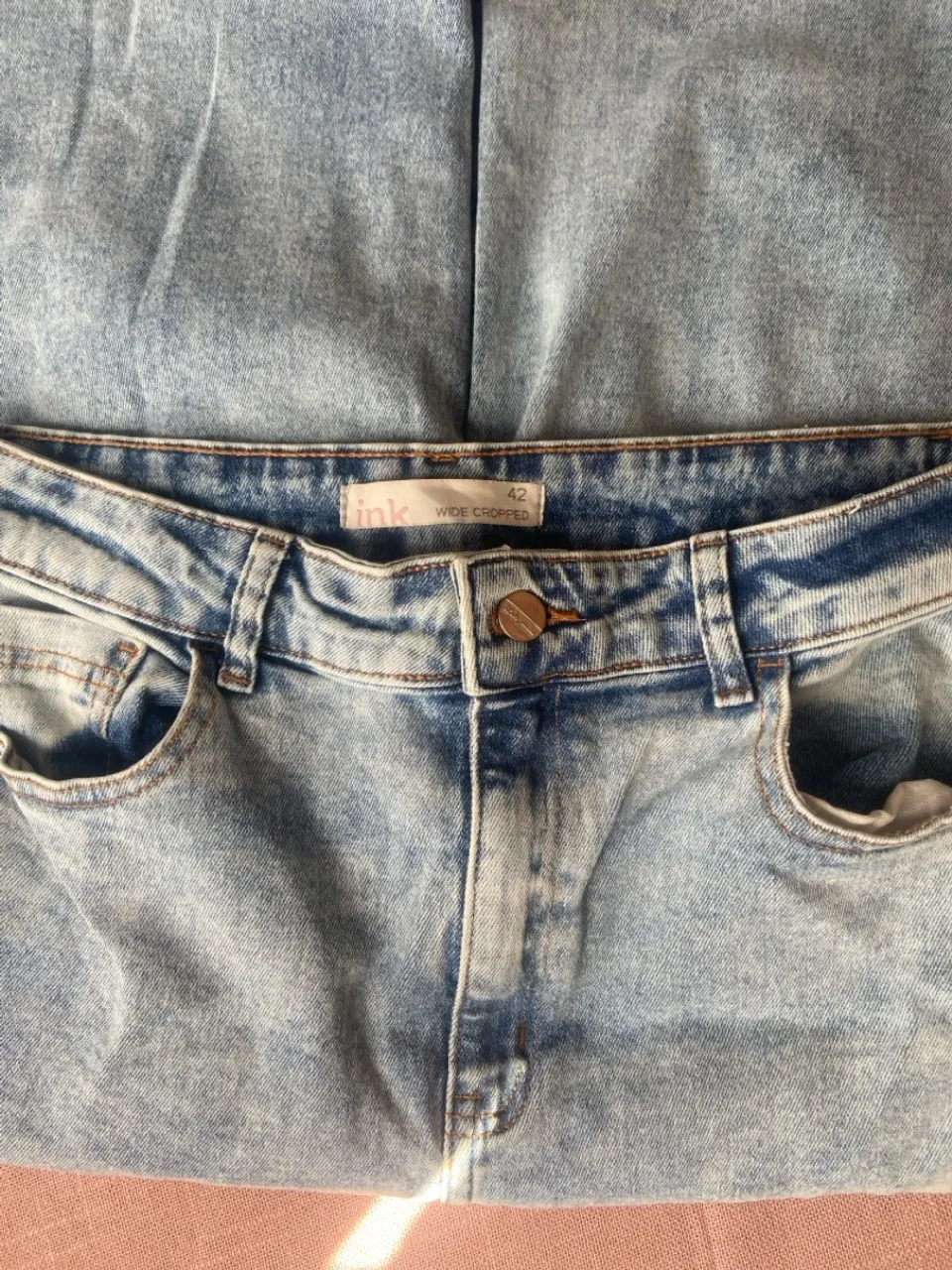 Calça Jeans Wide Cropped Ink Tamanho 42