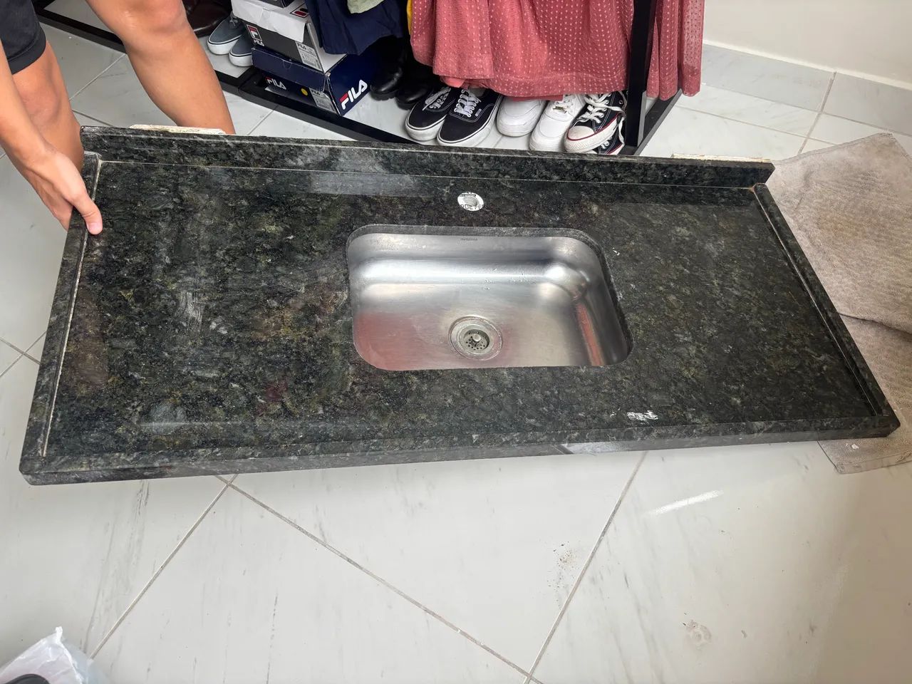 Bancada de mármore 1,20m com cuba embutida  - Foto 2