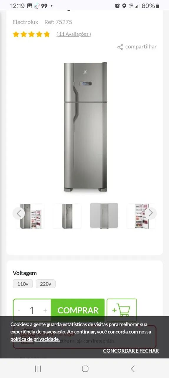 Geladeira Frost Free 2 Portas Electrolux - Nova - Foto 4