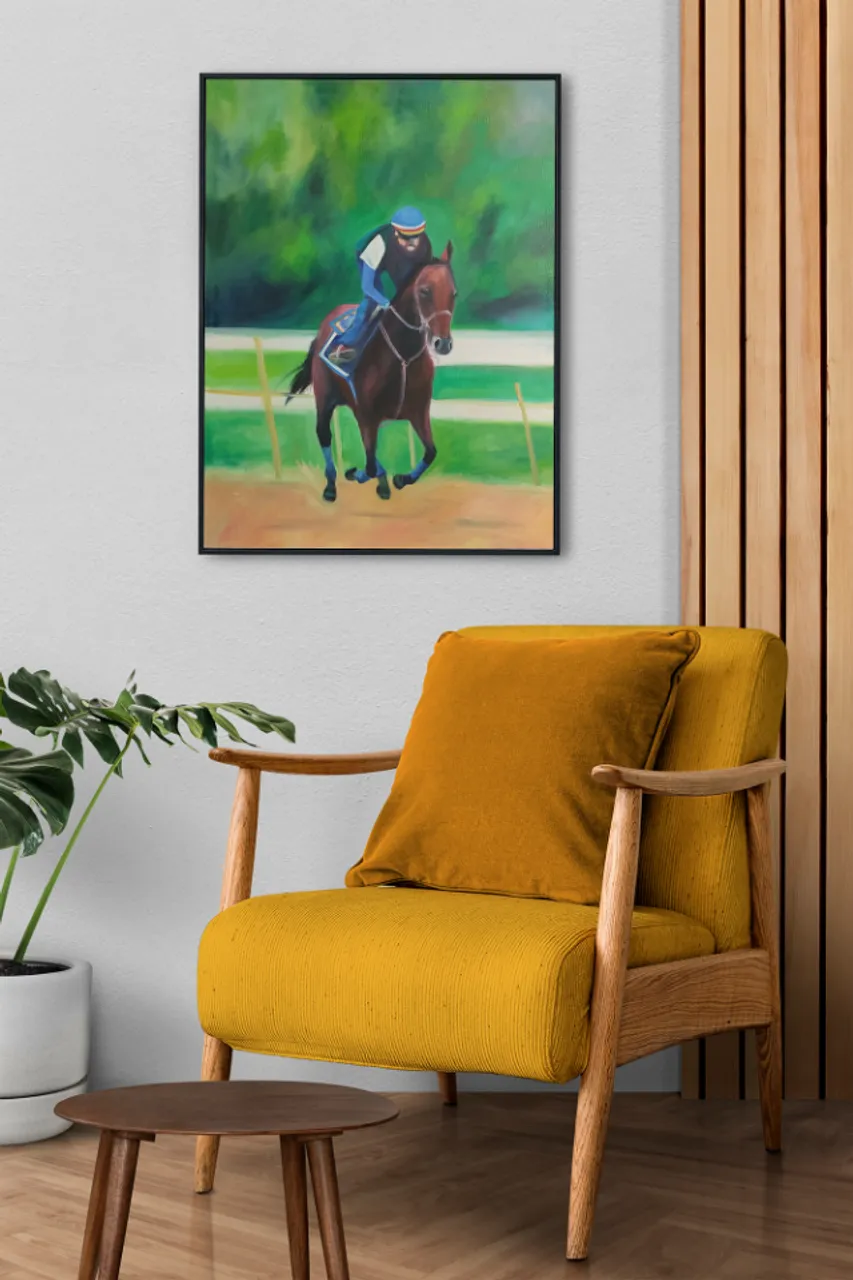 Quadro O Jockey 80cmx60cm pintura tradicional