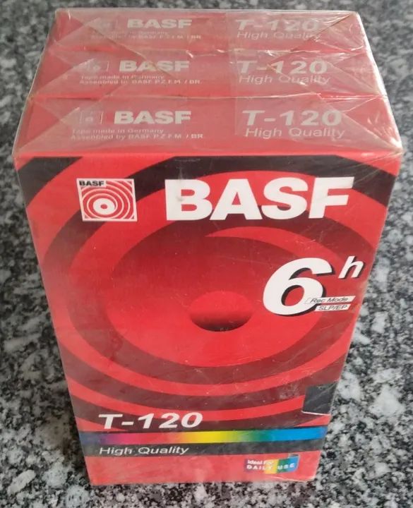 Fita VHS BASF T120 original lacrada 3 unidades