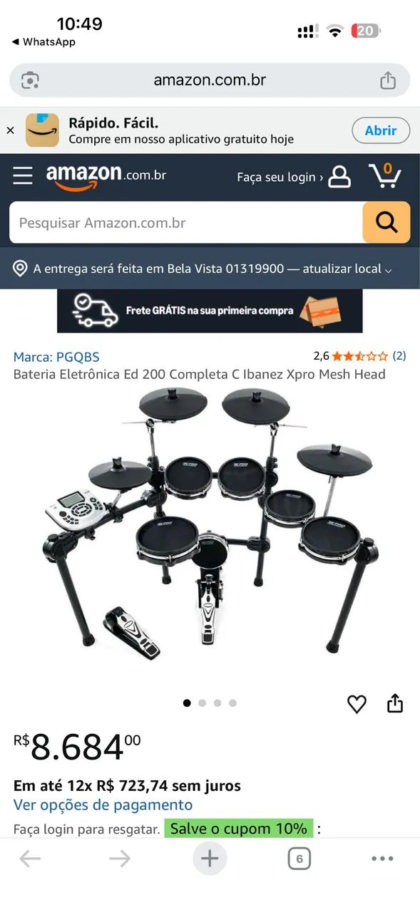 Bateria Eletrônica Ed 200 Completa C Ibanez Xpro Mesh Head - Foto 5
