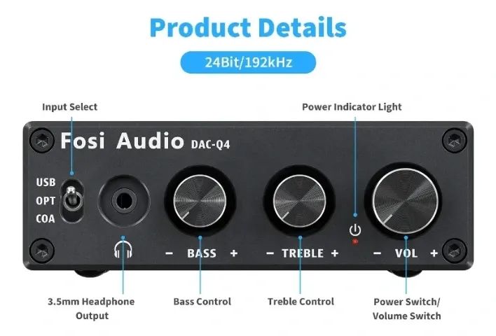 Amplificador De Fone De Ouvido Fosi Audio Q4 Mini Stereo Usb - Foto 2