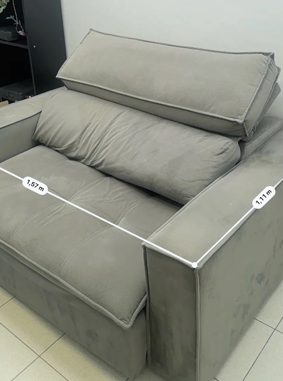 Sofá compacto retrátil cinza - R$ 700 - Foto 3