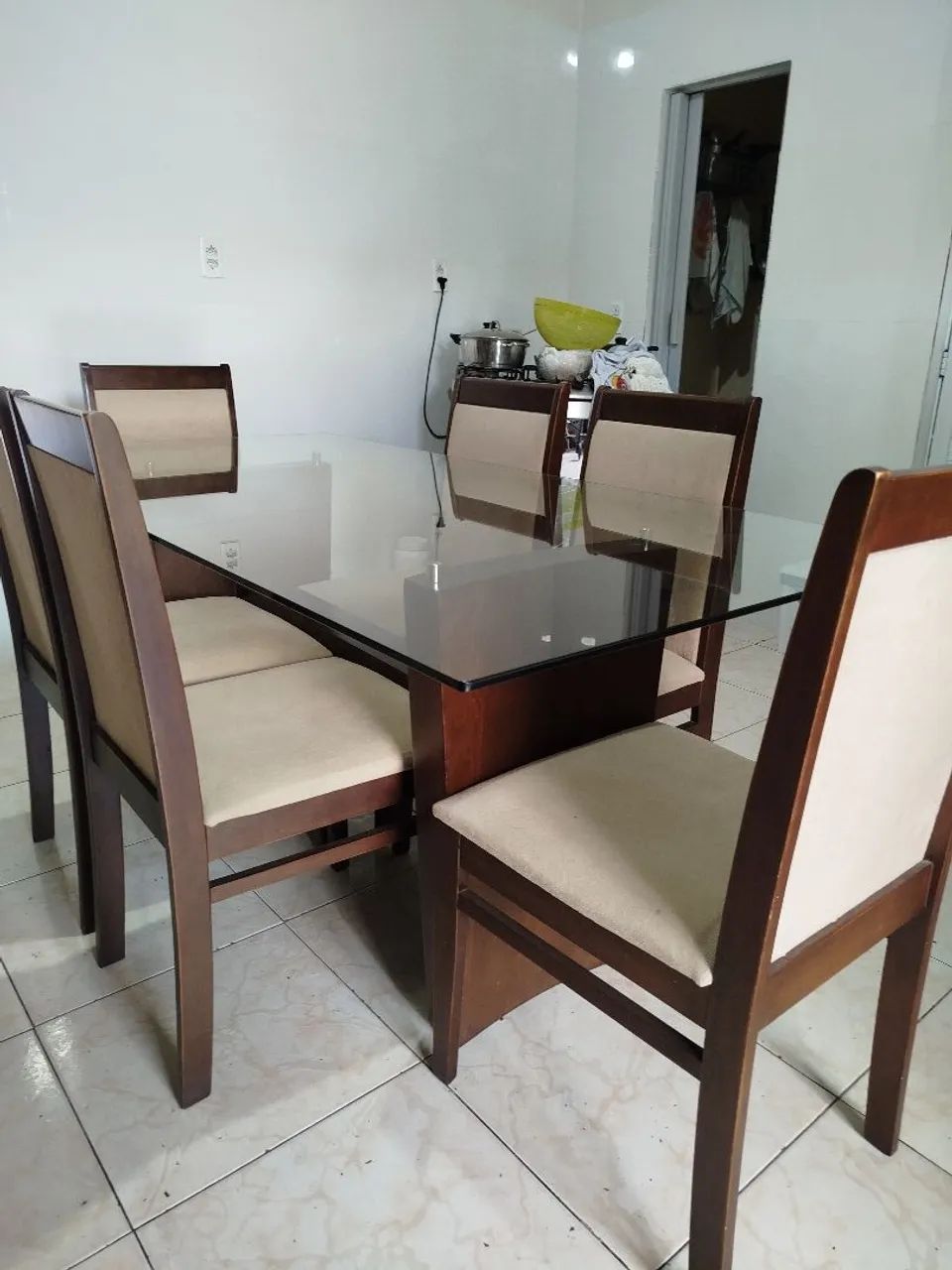 Mesa grande de vidro semi nova  - Foto 4