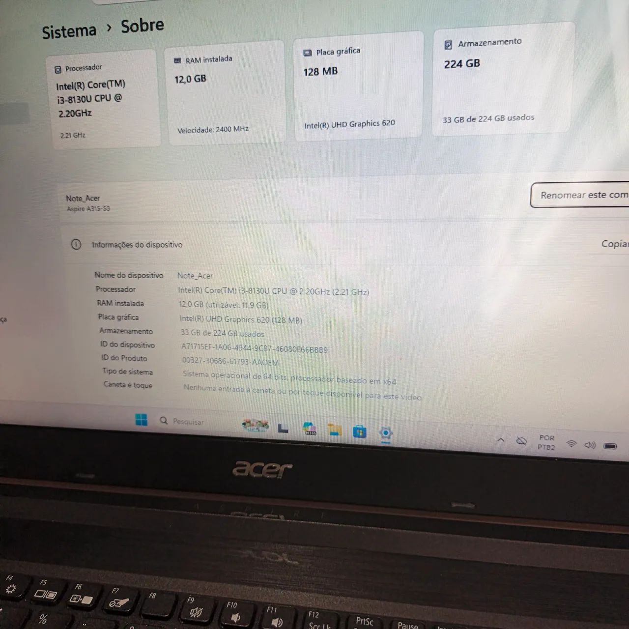 Notebook Acer i3 8° geração - Em ótimo estado - Foto 5