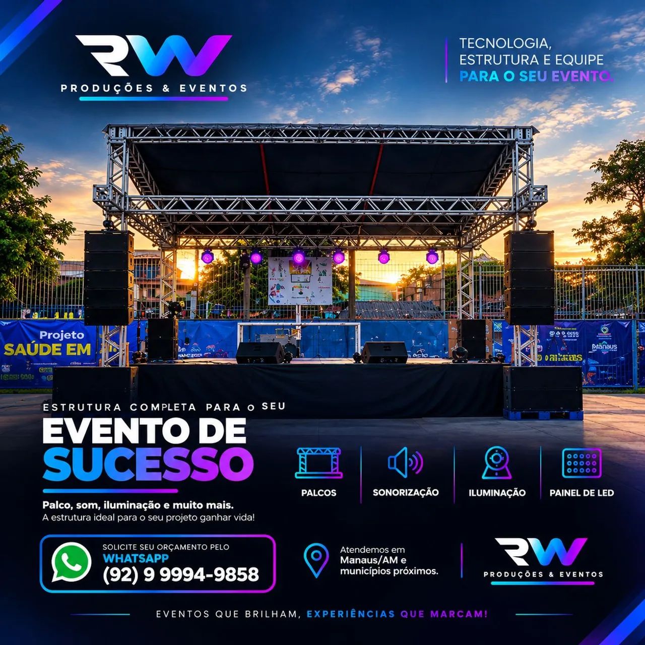 Aluguel de Palco, Som e Iluminação. 