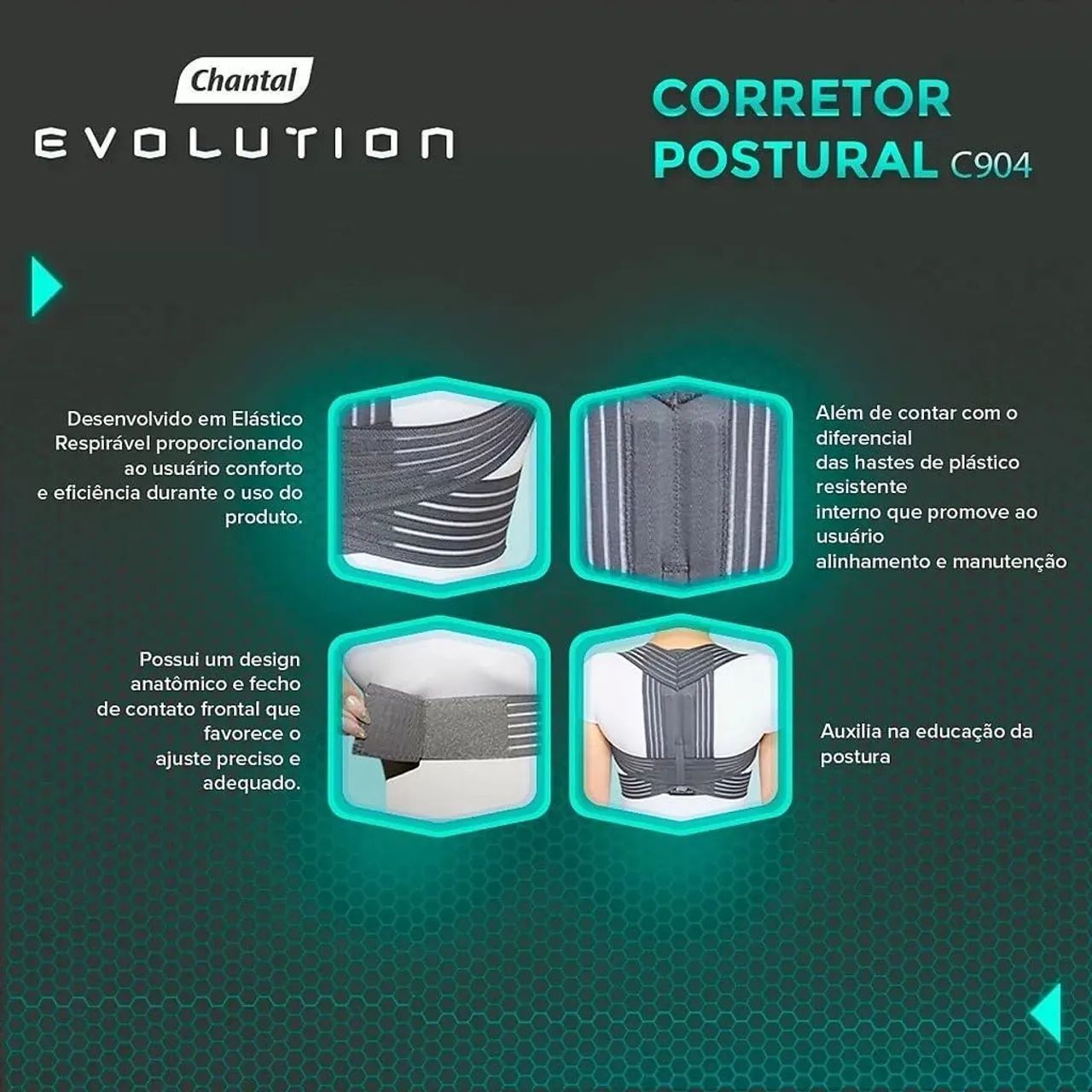 Educador Postural em Elástico Respirável Evolution Chantal Tamanho:P - Foto 3