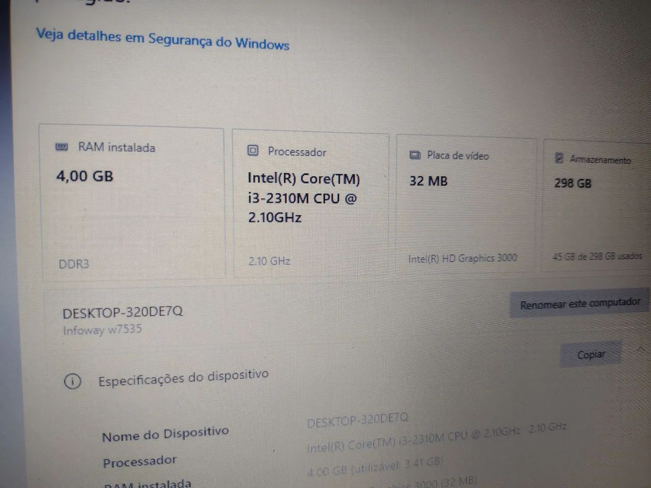 Notebook i3 4ram 320gigas bateria ok win10 entrega  - Foto 2