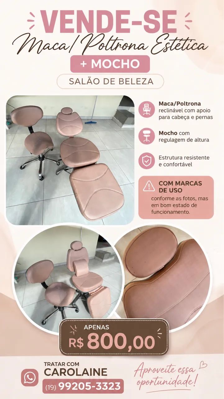 Maca / poltrona estética salão de beleza