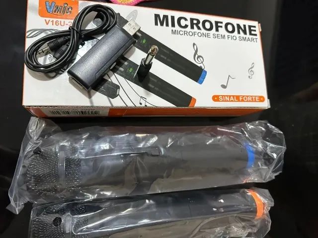 Kit 2 Microfones Sem Fio Karaoke - V16U-2 - Entregamos e ac. cartões - Foto 3