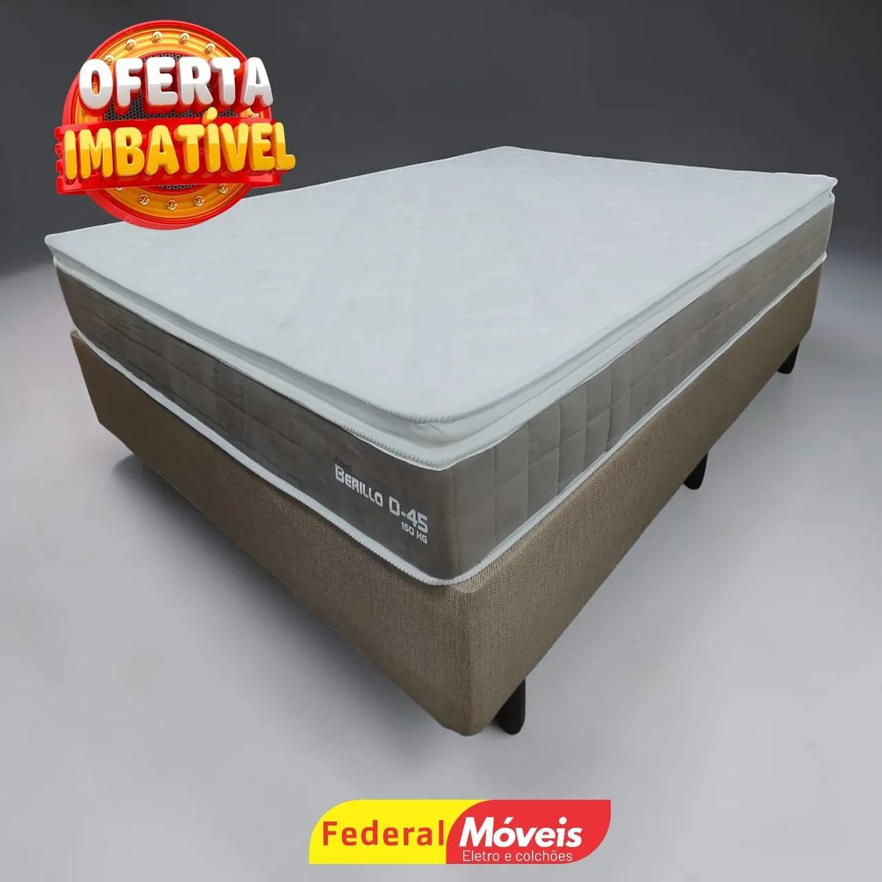 Cama Casal Box Colchão e Base D45 Extra Firme - Preço Imbatível 