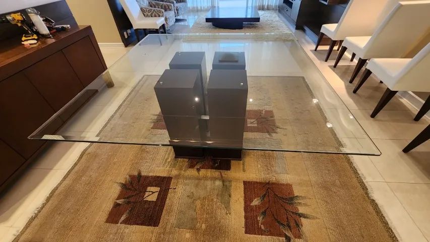 Mesa de Jantar Quadrada Vidro e Madeira - Foto 4