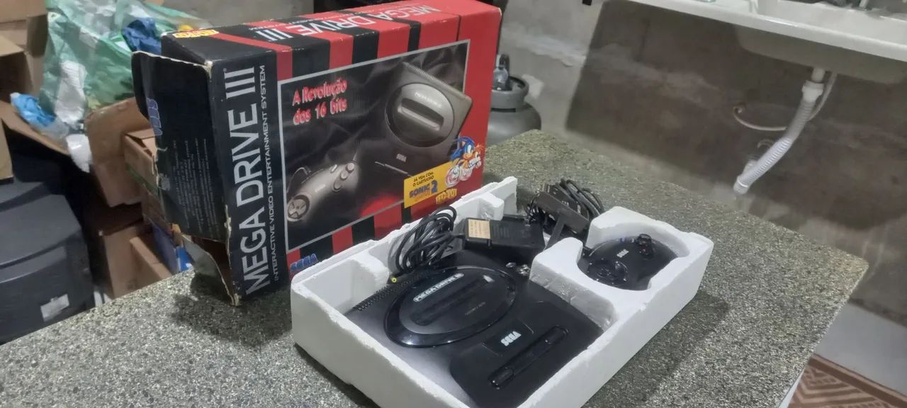 Mega Drive 3 original e completo com caixa e berço - Foto 3