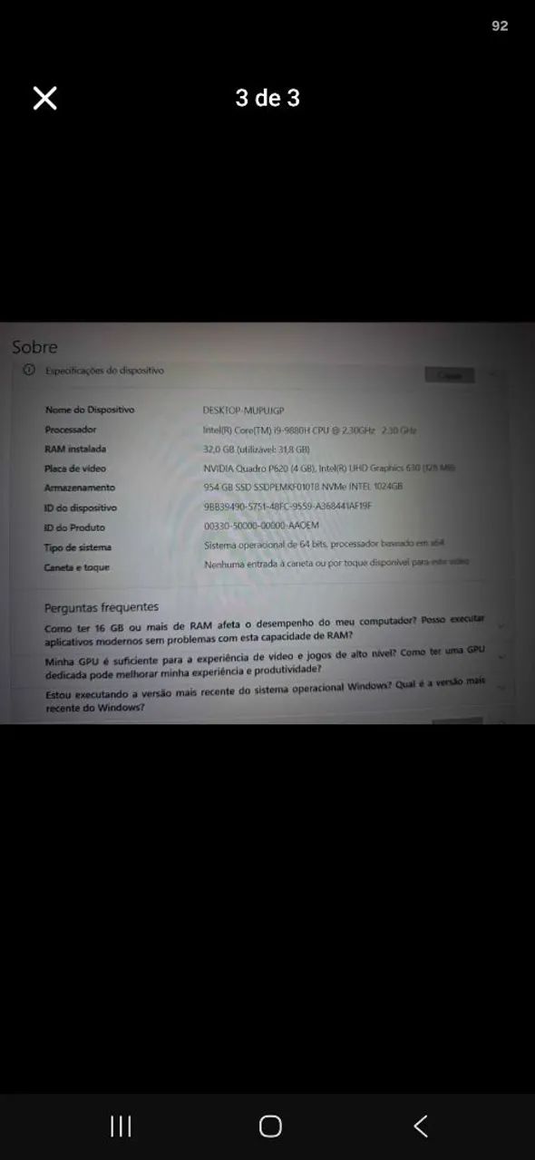 Notebook DELL i9 32 ram - Foto 3