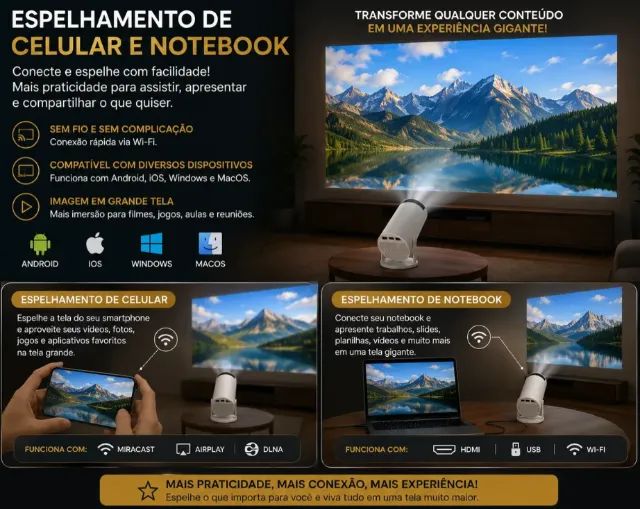 Projetor 4k Assistir  Em Full Hd Wifi Android - Foto 2